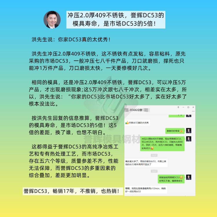 沖壓2.0厚409不銹鐵，譽輝DC53的模具壽命，是市場DC53的5倍！.jpg